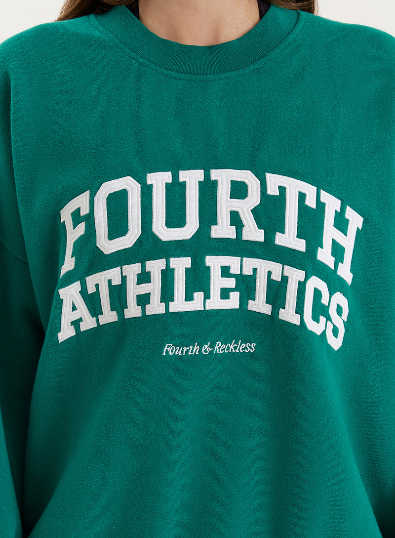 Green Fourth Athletics Slogan Oversized Sweatshirt- Aviva