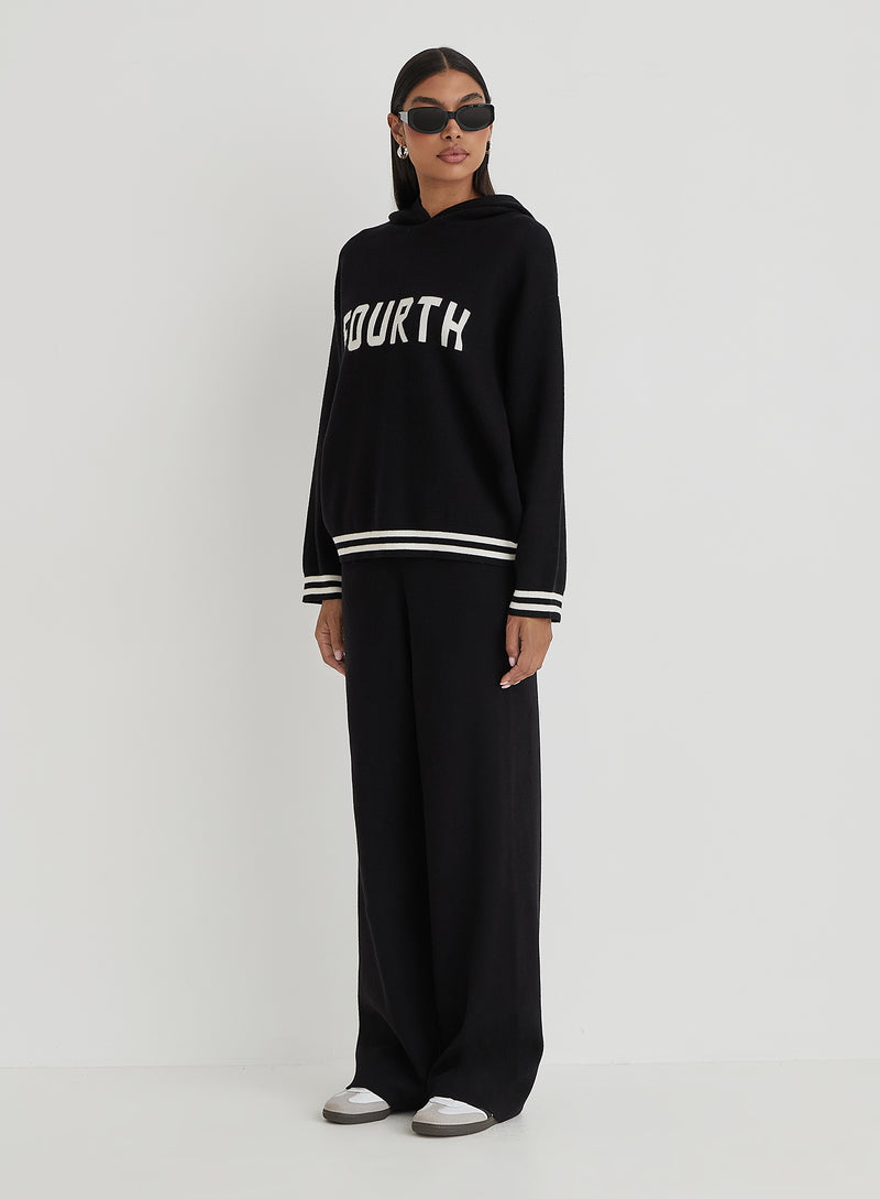 Black Knitted Wide Leg Trouser- Alexia