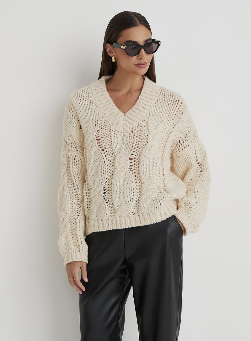 Cream oversized jumper best sale