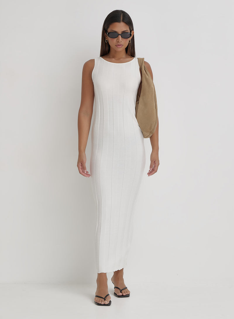 Cream Knitted Sleeveless Maxi Dress- Sammie