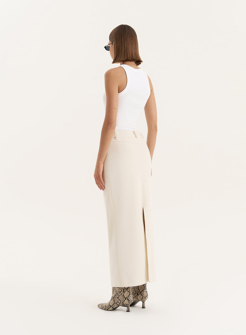 Cream Column Maxi Skirt- Shelly