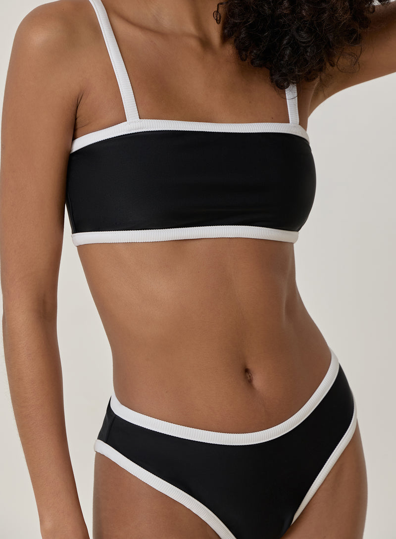 Black Contrast Trim Bikini Top- Cabo