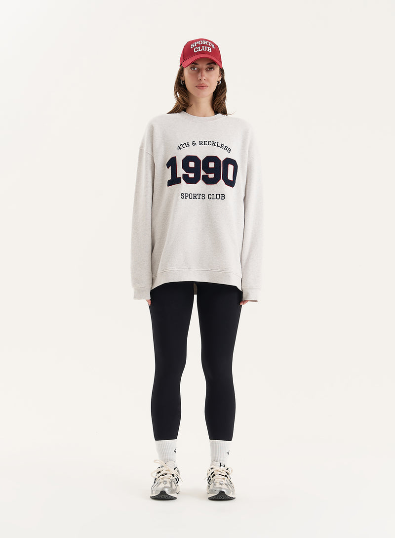 Grey 1990 Slogan Classic Longline Sweatshirt- Lila