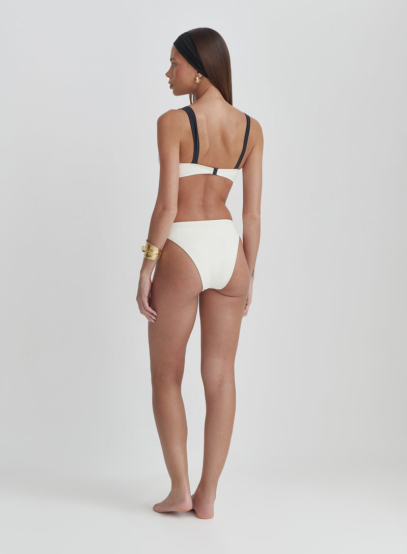 Cream Contrast Strap Bikini Top- Coco