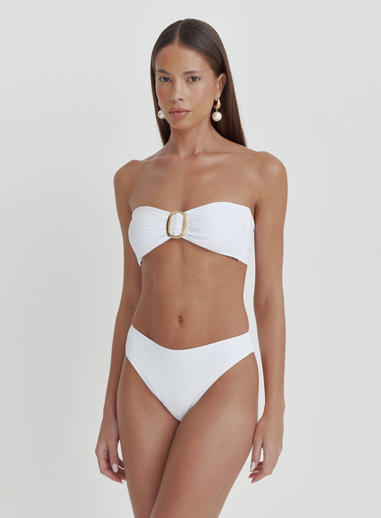 White High Leg Bikini Bottom- Bambou