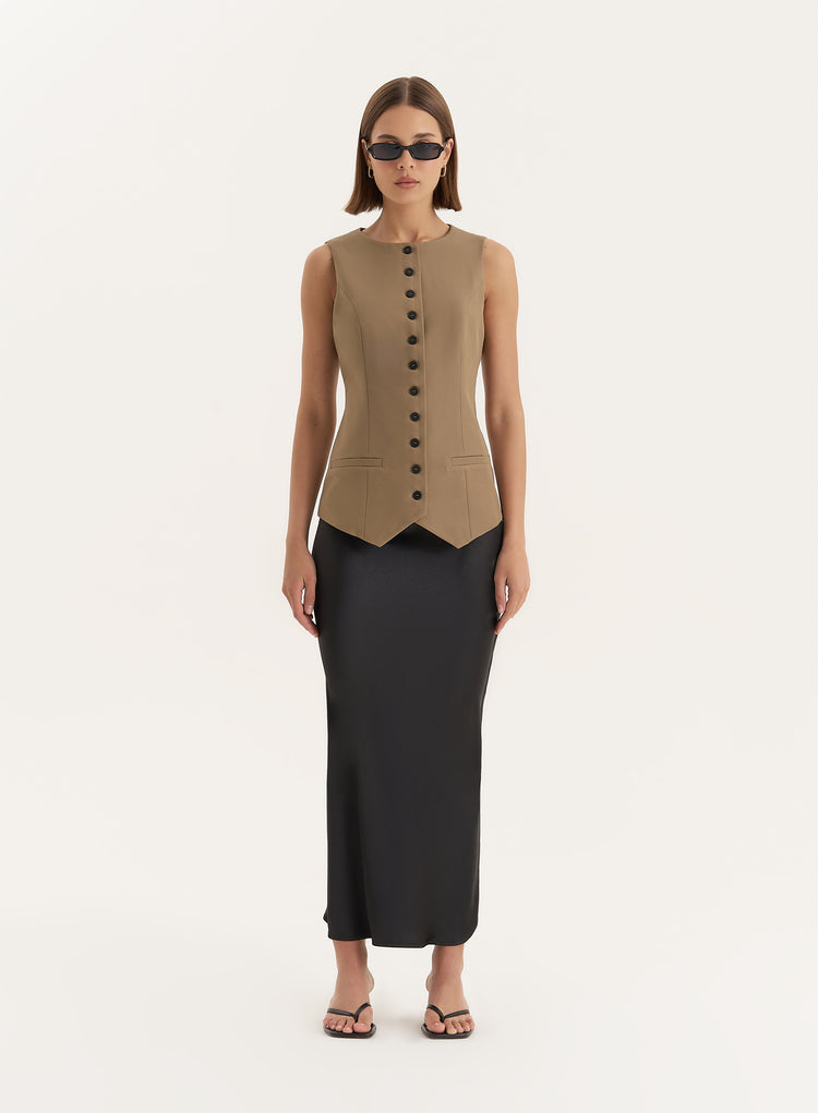 Olive Tailored Waistcoat- Briella