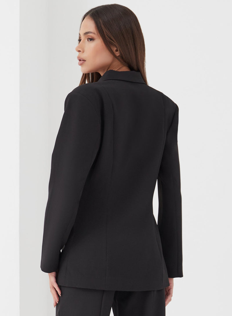 Black Double Breasted Blazer - Aster