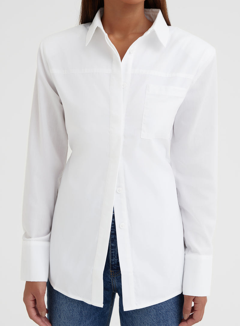 White Open Tie Back Shirt - Vienna