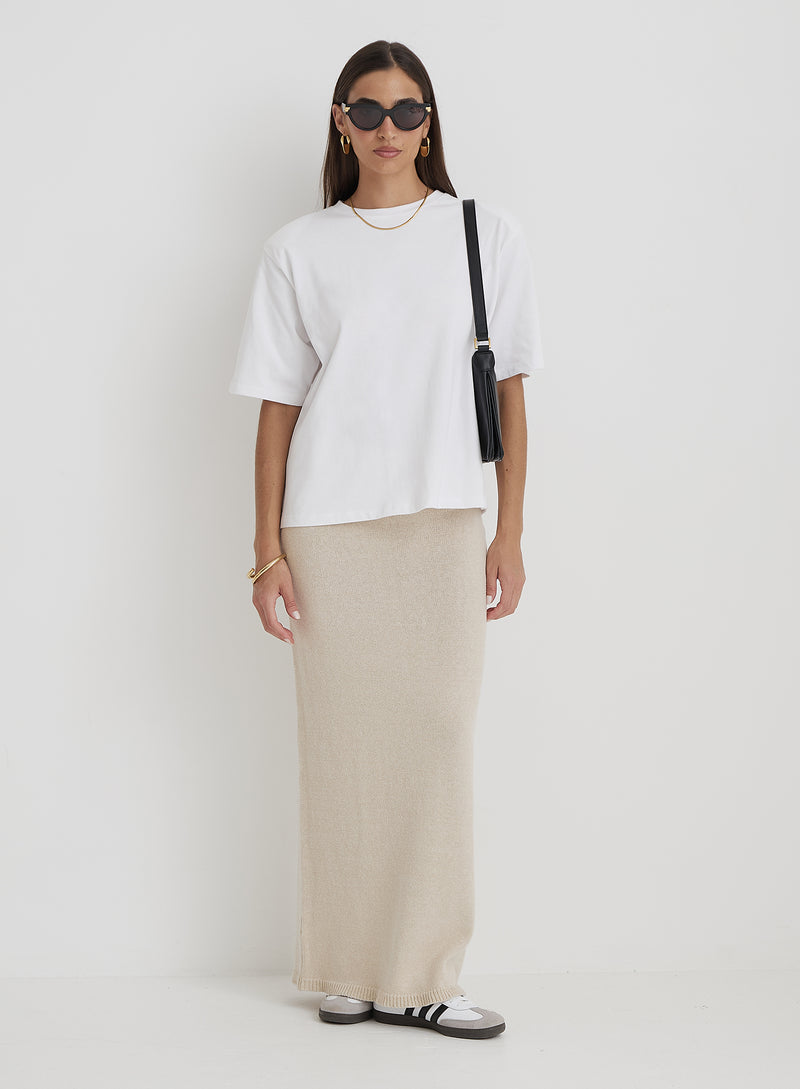 Cream Knit Maxi Skirt- Rico