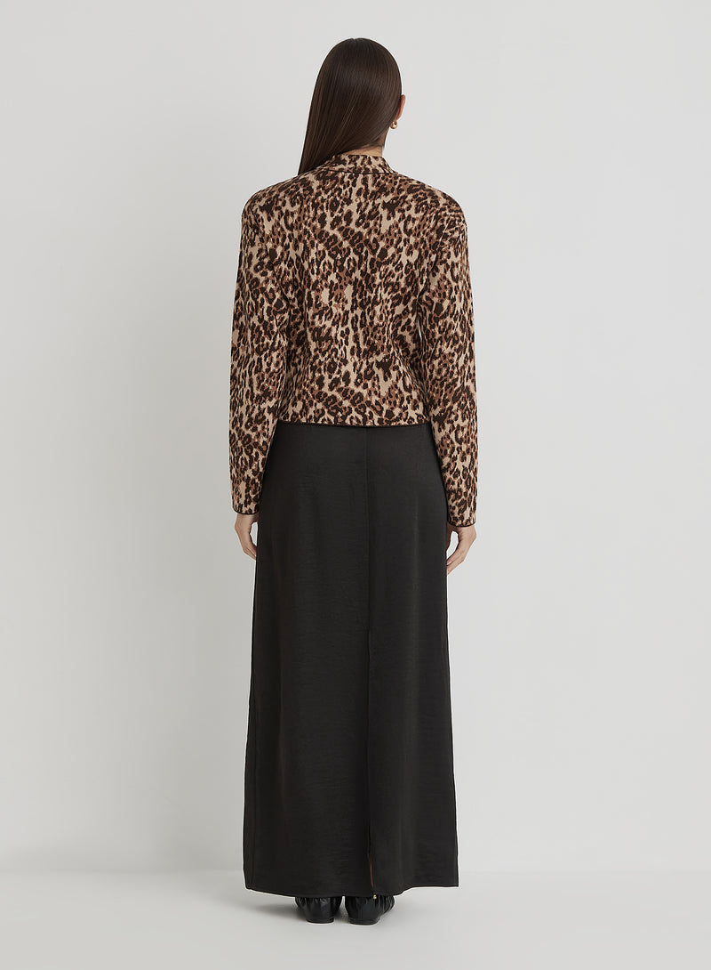 Leopard Print Knitted Cardigan- Drew