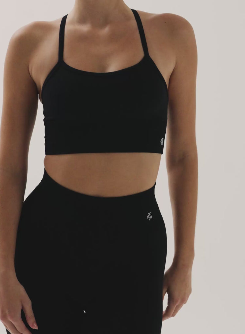 Black Seamless Gym Crop Top- Brogan