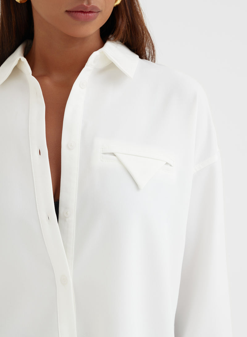 White Large Cuff Classic Shirt - Bruni