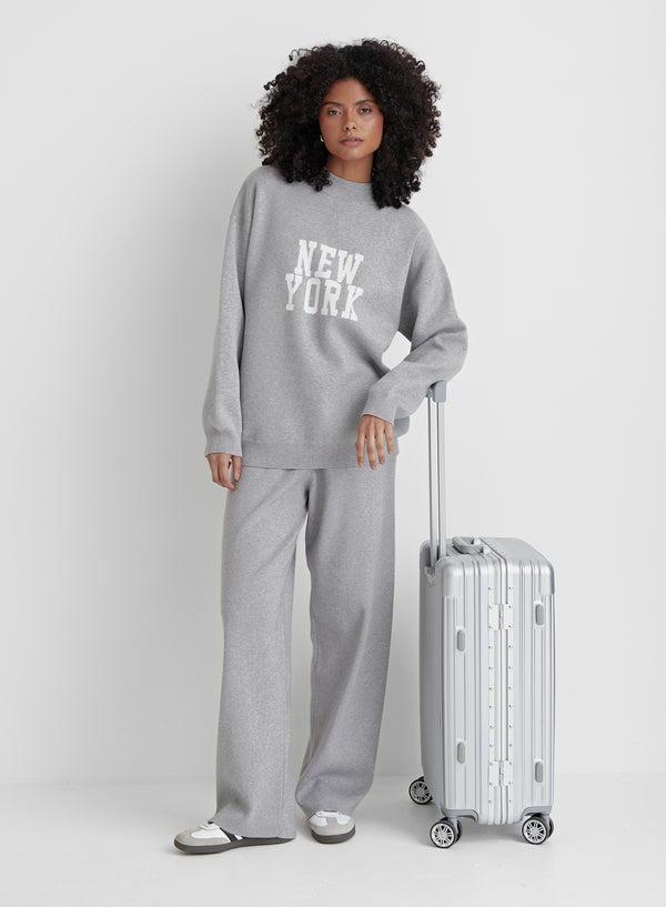 Grey Knitted New York Jumper- Avery