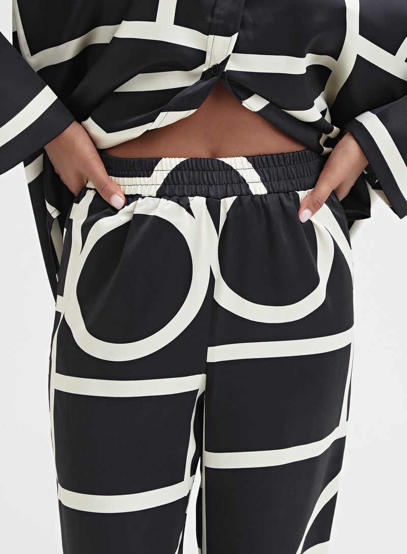 Multi Contrast Print Satin Trouser – Kora