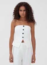 Women's White Tailored Button Front Corset | Charl | 4th & Reckless