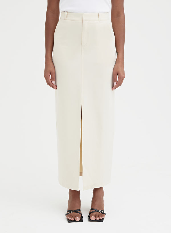 Cream Split Front Midaxi Skirt - Nimah