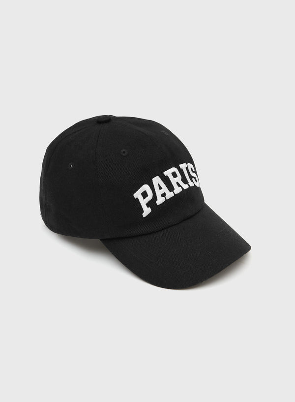 Black Paris Embroidered Cap – Astrid