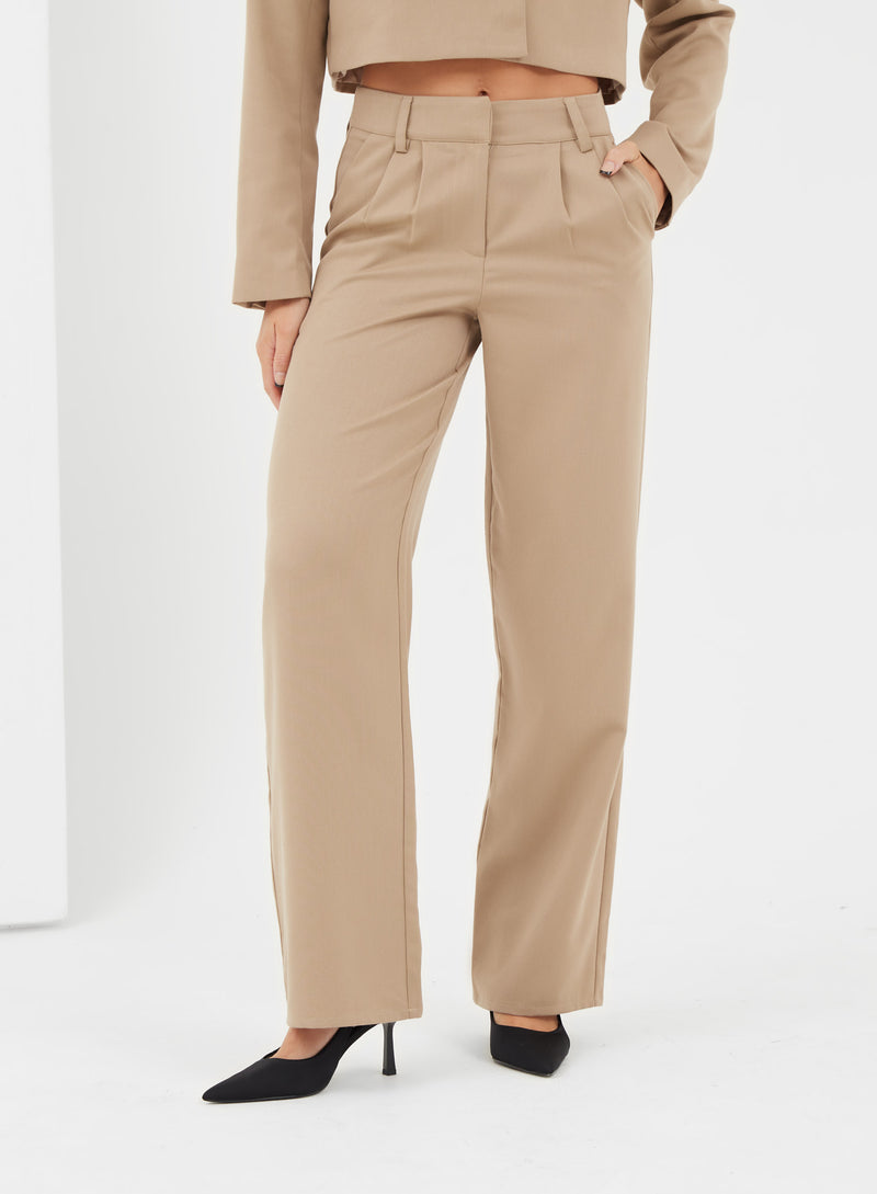 Crawford Wide Leg Tailored Trouser Camel - 3 - 4th&Reckless