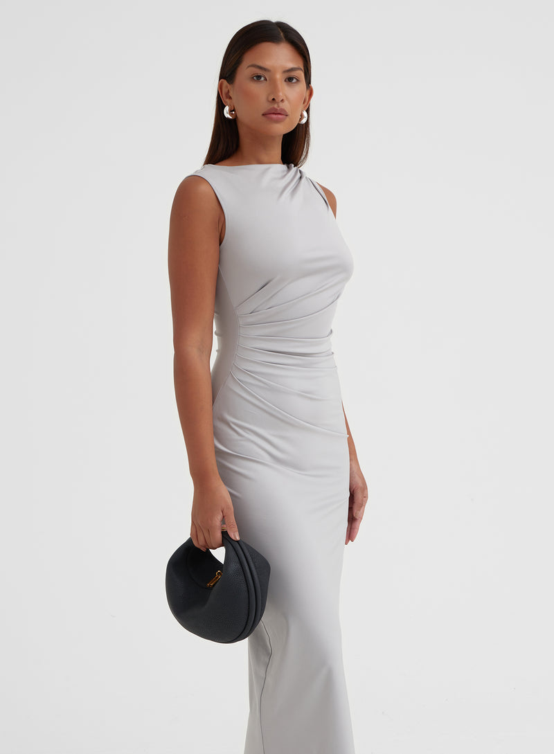 Grey Ruched Jersey Midaxi Dress - Tamilda