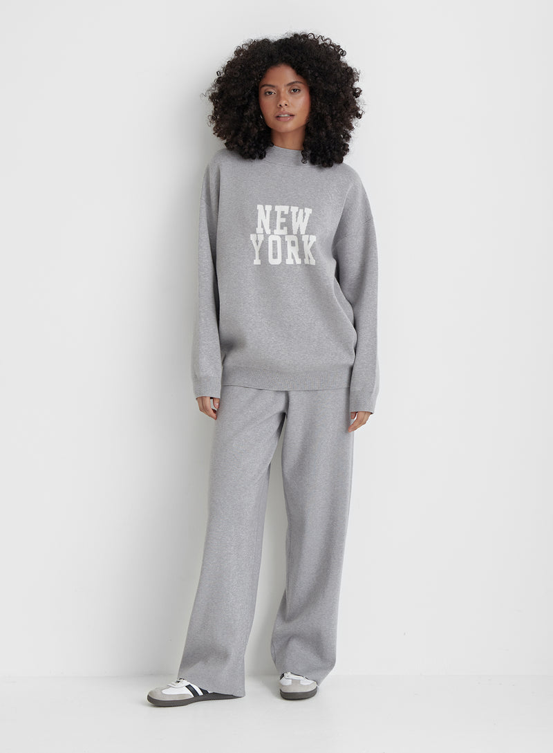 Grey Knitted New York Jumper- Avery