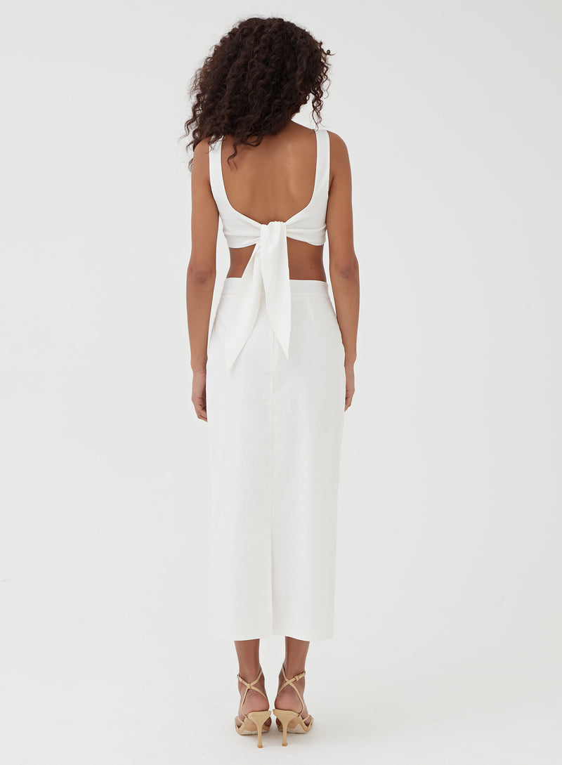White Linen Maxi Skirt - Cheyanne