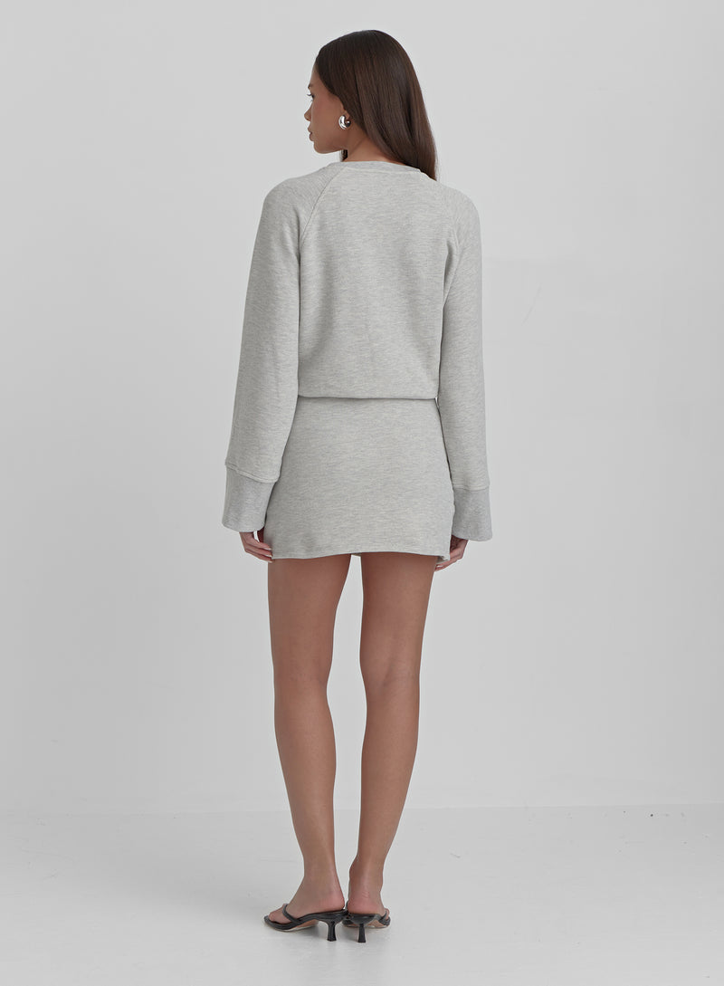 Grey Marl Wrap Front Mini Skirt - Catherine