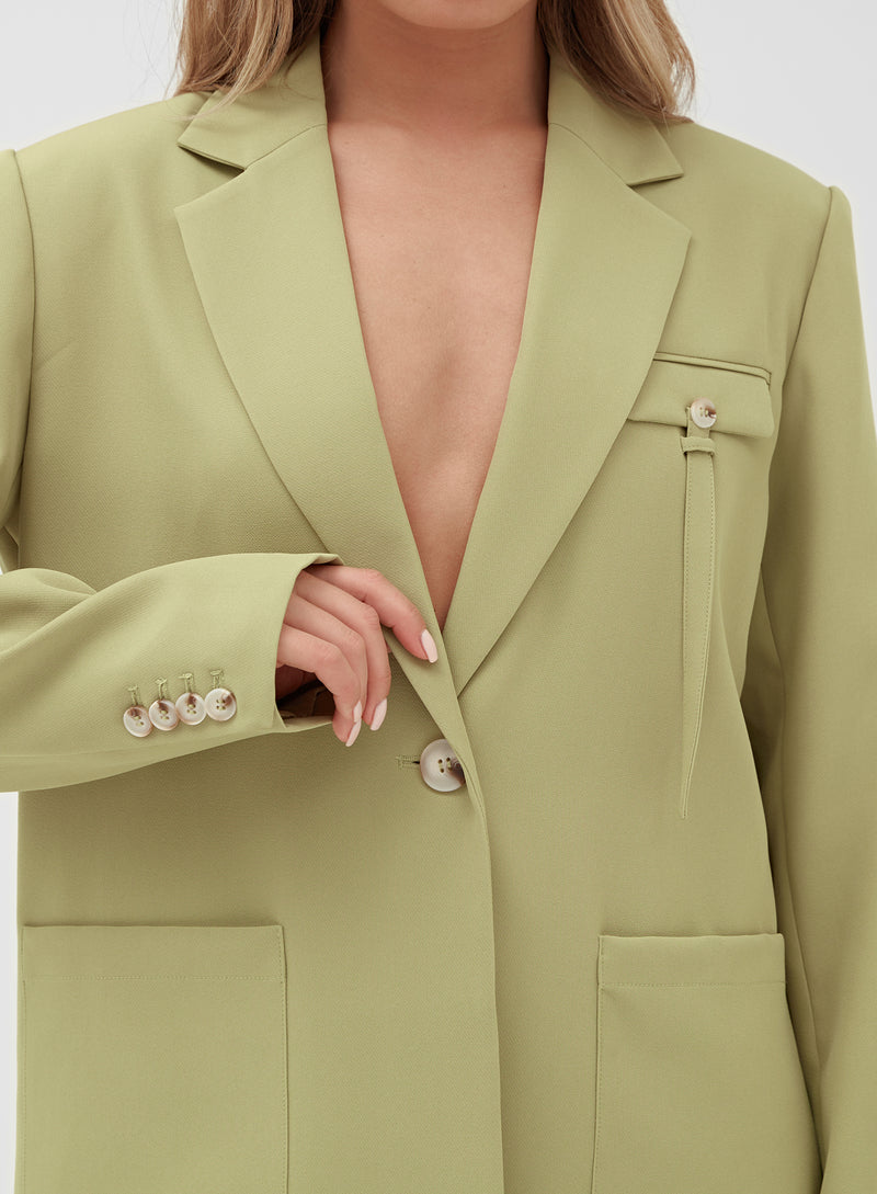 Green Oversized Pocket Detail Blazer - Max