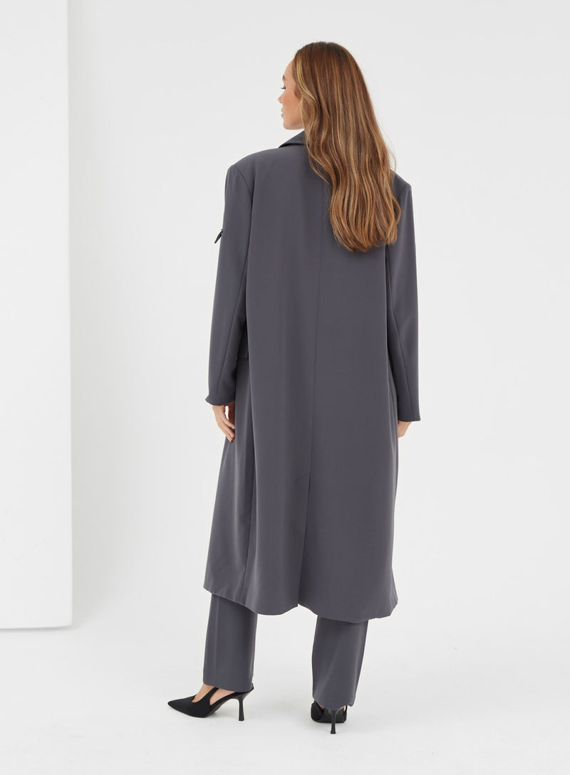 Kennedy Longline Tailored Coat Charcoal - 5 - 4th&Reckless
