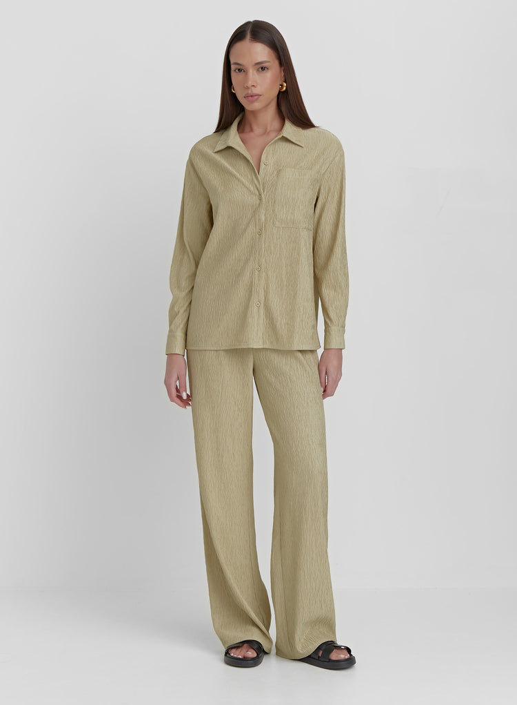 Olive Textured Shirt- Charlo