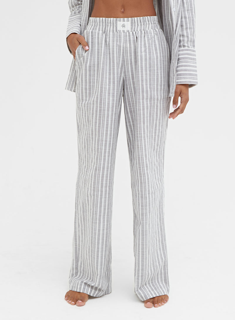 Grey And White Relaxed Stripe Trouser - Millie