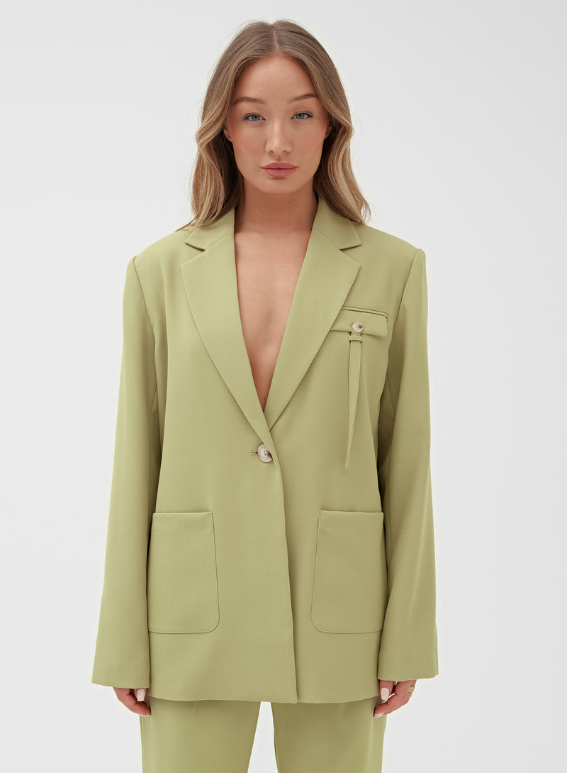 Green Oversized Pocket Detail Blazer - Max