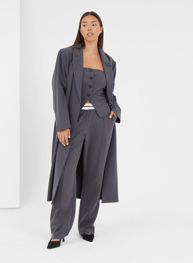 Kennedy Longline Tailored Coat Charcoal - 6 - 4th&Reckless