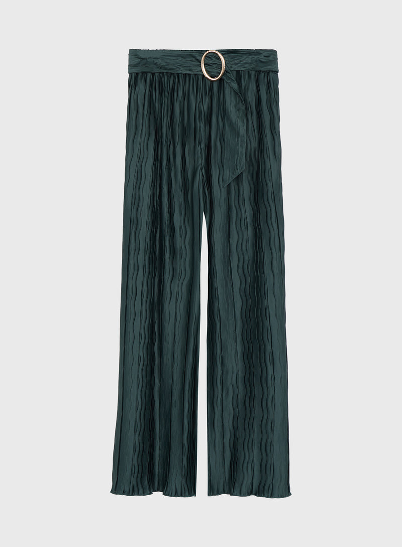 Green Belted Plisse Trouser - Emre - 6