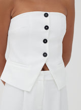 Women's White Tailored Button Front Corset | Charl | 4th & Reckless