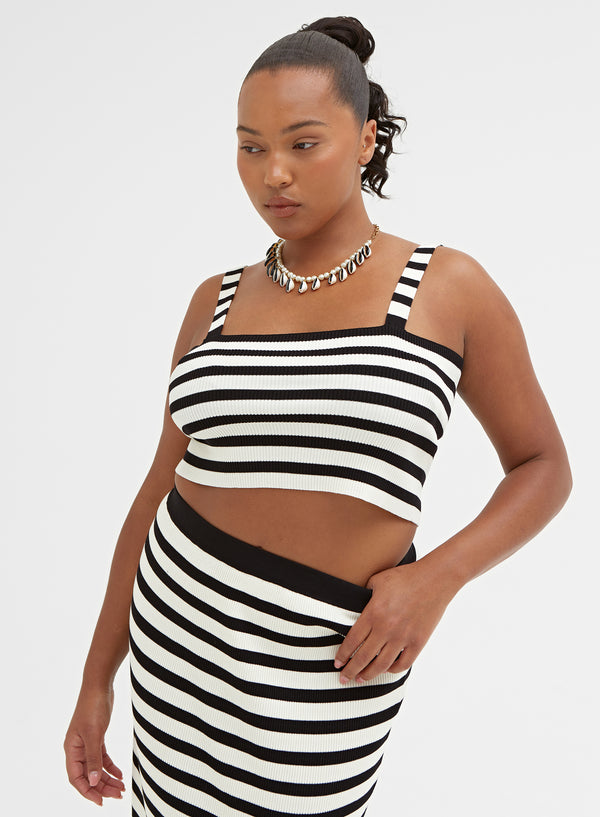 Black And Cream Stripe Knit Crop Top – Zoe