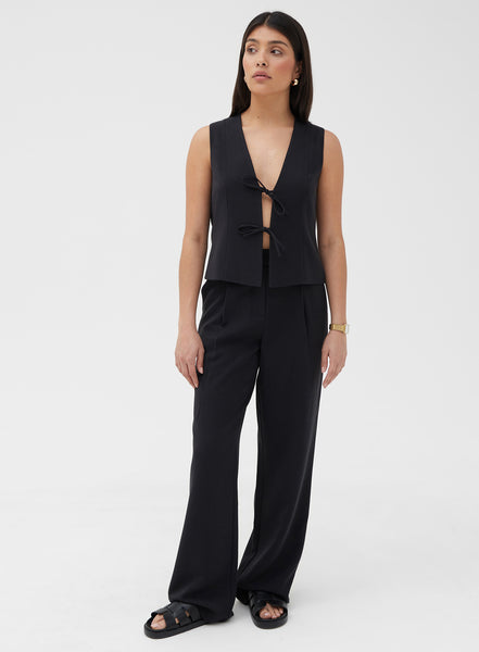 Women's Black Tie Front Waistcoat | Delilah | 4th & Reckless